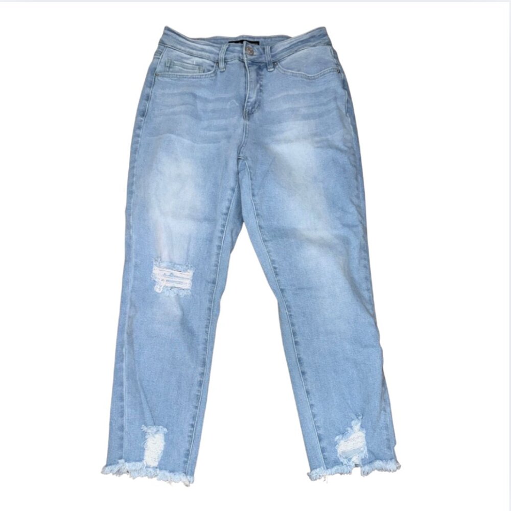 Royalty For Me Light Blue High-Rise Slim Straight Cropped Jeans – Size 10